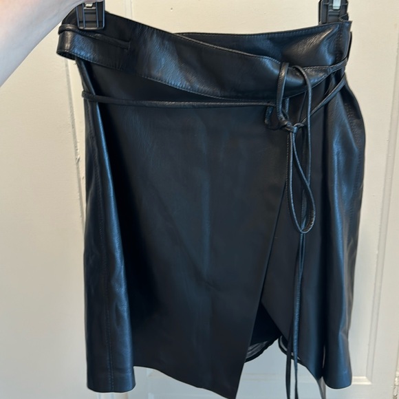 NWT Nanushka black faux leather wrap mini skirt small Revolve FWRD sold out! - Picture 2 of 5